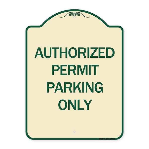 Authorized Permit Parking Only Heavy-Gauge Aluminum Architectural Sign, 24" x 18", TG-1824-24330